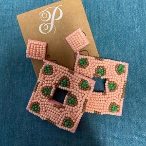 Plunder NWT pink/green animal print earring